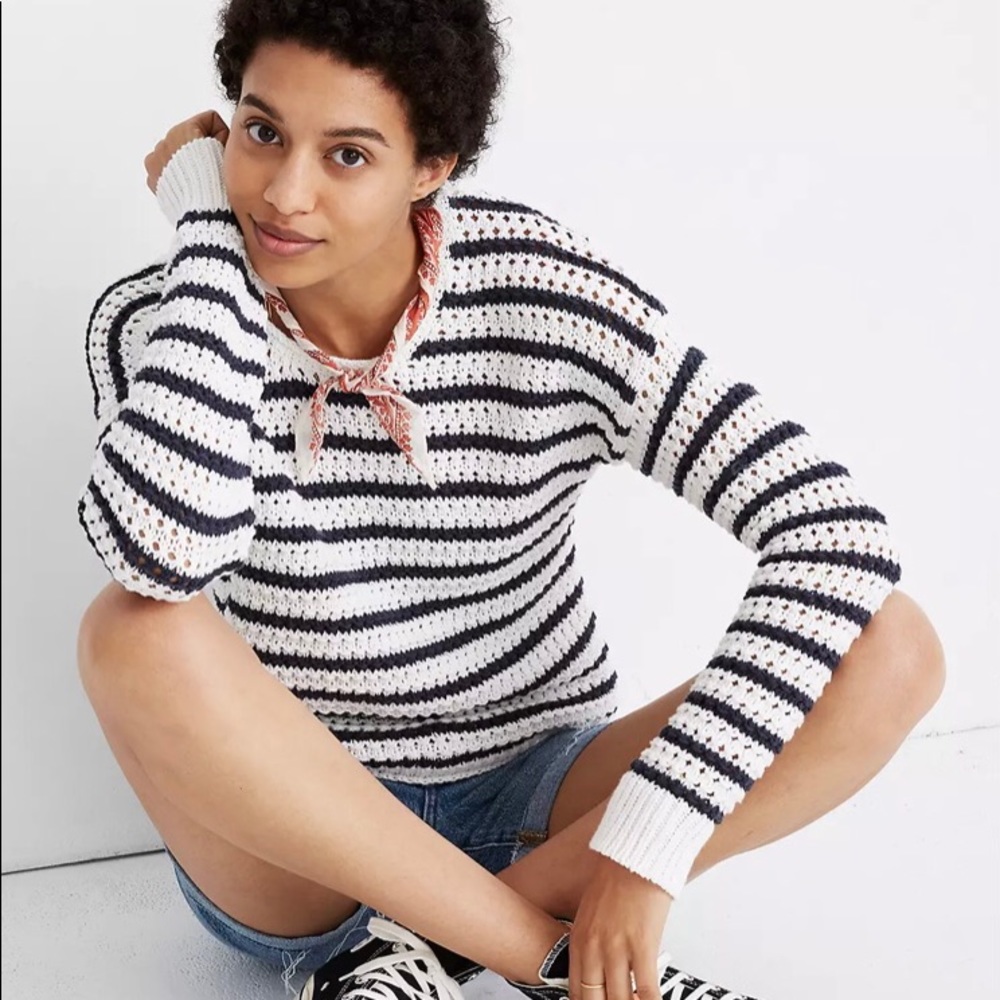 Madewell Navy Striped Austen Sweater NWT Size XS